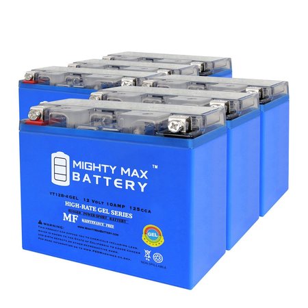 YT12B-4GEL 12V 10Ah GEL Replacement Battery compatible with Technical Precision YT12B-4 - 6PK -  MIGHTY MAX BATTERY, MAX4030893